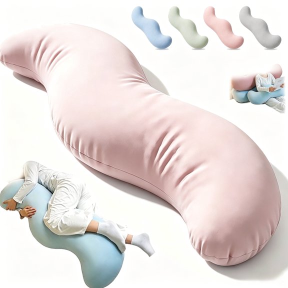 Body Pillows for Adults, 2026 Upgrade Double Wave Curve Side Sleeper Pillow, Ergonomic, Soft, Breathable & Shape-Retaining, Easy Care
