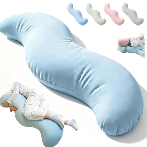 Body Pillows for Adults, 2026 Upgrade Double Wave Curve Side Sleeper Pillow, Ergonomic, Soft, Breathable & Shape-Retaining, Easy Care
