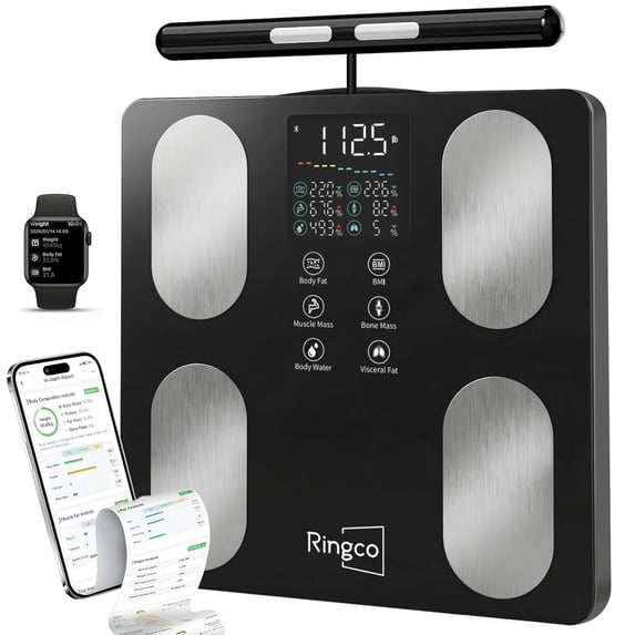 Body Pod Scale Smart Scale with BMI Fat Muscle Mass 8-Electrode High Precision Digital Bathroom Composition Analyzer 12.2" Large Platform and 4.8" Display