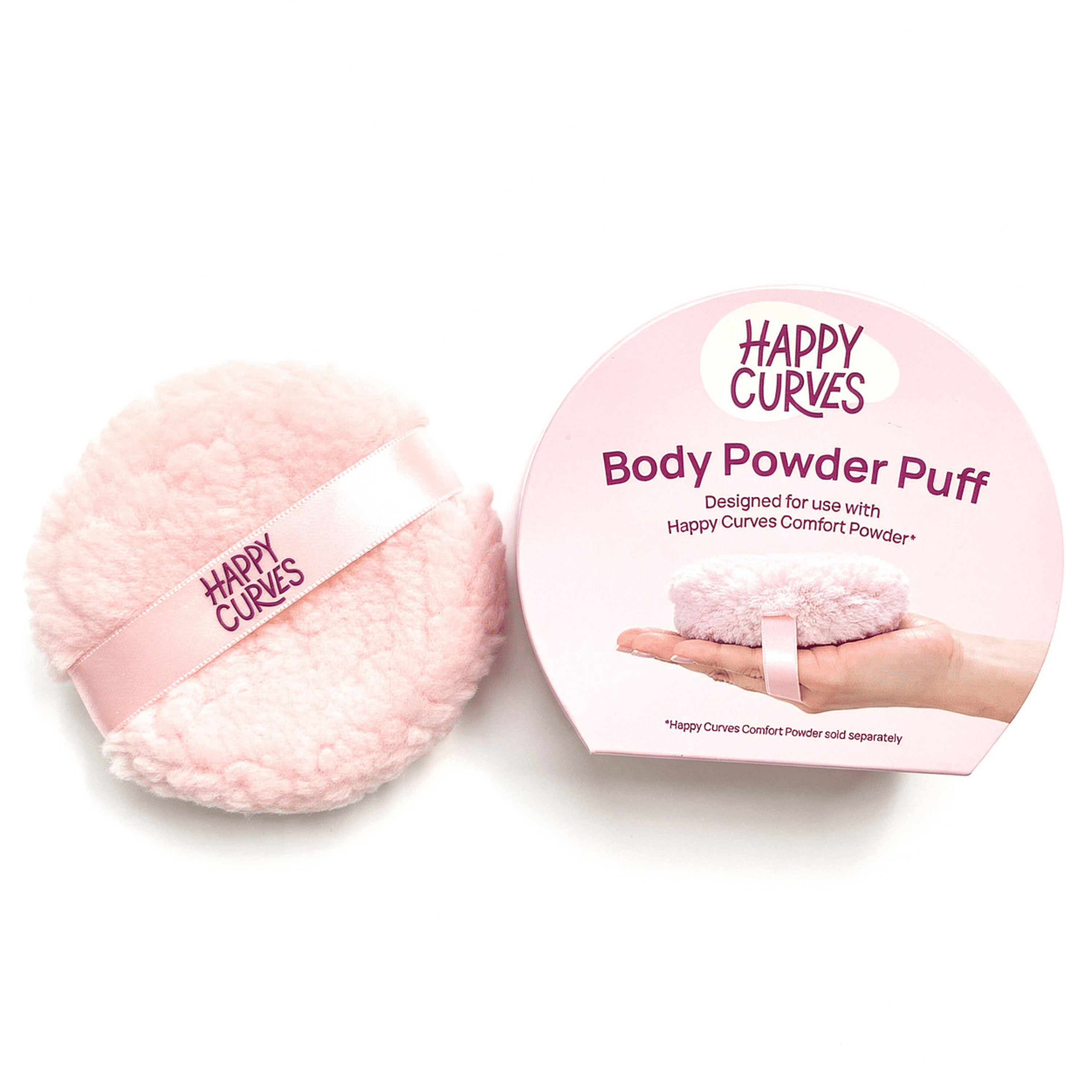 Happy Curves Dusting Powder Body Applicator Puff With Satin Strap