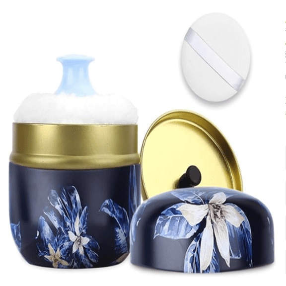 Body Powder Puff and Container, Portable Dusting Powder Container with Soft Puff Powder Case Box Jar for Women Home and Travel Use