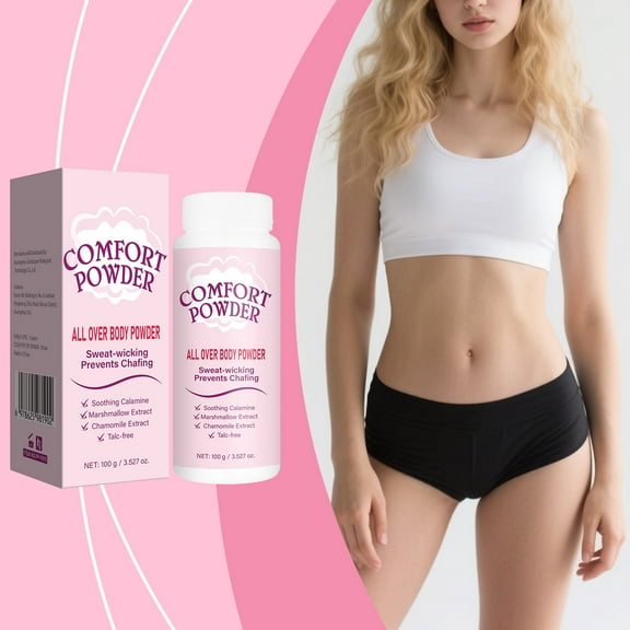 Body Powder Talc Free Dusting Powder Deodorant for Chafing Control, Sweat Absorption for Inner Thighs, Private Areas, All Over Body, Women 100g