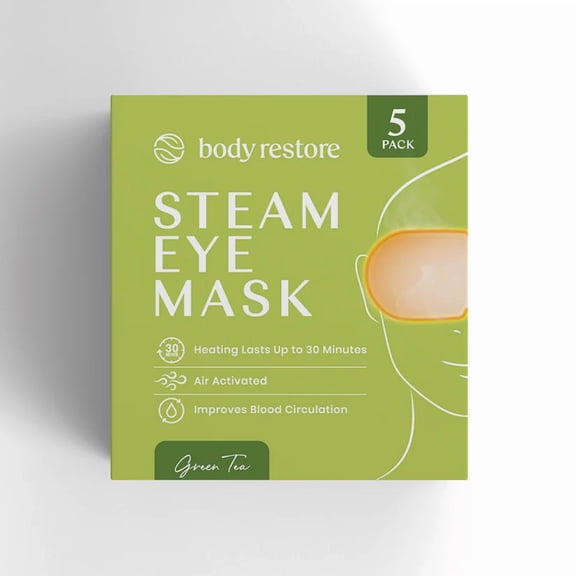 Body Restore Self Heated Steam Eye Mask 5 Pack - Birthday Gifts for Women, Men, Stye Eye Treatment, Relaxation, Travel Essentials - Green Tree