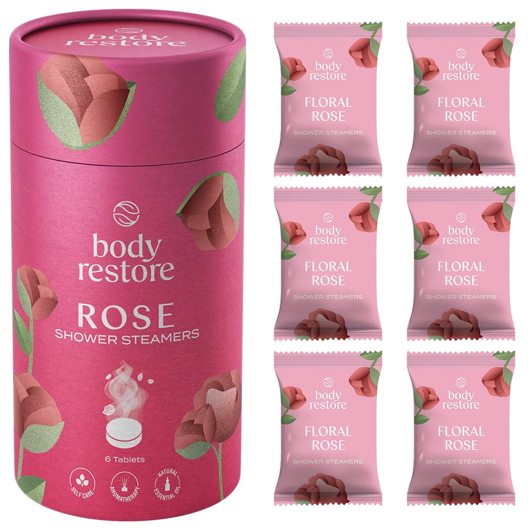 Body Restore 6 Count Aromatherapy Shower Steamers, Essential Oils, Rose