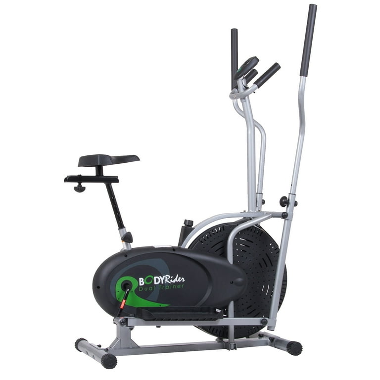 Body Rider BRD2000 2 in1 Elliptical Trainer Stationary Exercise Bike LCD Display Stride Length 12.5 Inches Max Weight 250 Lbs