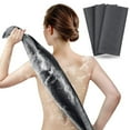 thumbnail image 1 of Body Scrubber Cloth Exfoliating Back Scrubber Shower Towel Long Handle Scrubber for Home Shower Soft Back Body Exfoliation Towel Adults Daily Towel Black 11.81x35.43 Inch (1Pcs), 1 of 4