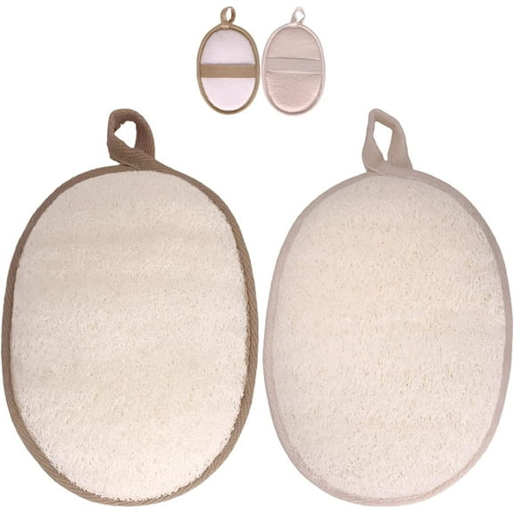 Body Scrubber Loofah Sponge (2 Pack), 100% Natural Lufa Bath Scrubber Body Scrubbers for Shower Scrub Loofa, Large Lufas for Men and Women Loufa Biodegradable Exfoliator Scrubber Luffa