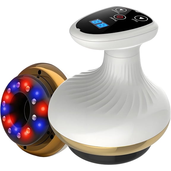 Body Sculpting Suction Massager with Red Light & Heat, 9 Adjustable Levels, Deep Gua Sha Tissue Massage, for Legs, Arms, Belly Skin Firming Device (Gold)