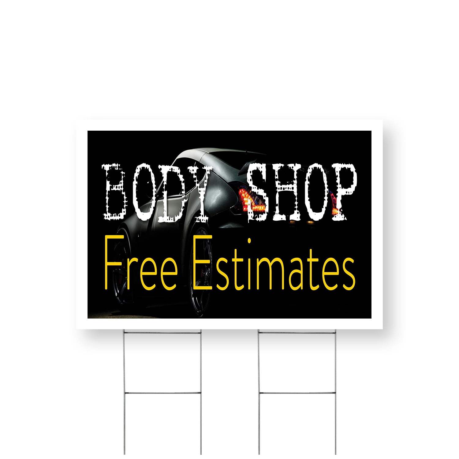 Body Shop Free Estimates Yard Sign 24 Inch x 36 Inch Double Sided ...