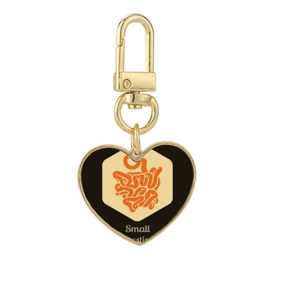 Body Small Intestine Gold Heart Keychain Metal Keyring Holder