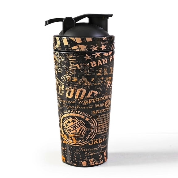 Body Smith Abstract Black BPA Free Stainless Steel Shaker- 750ML