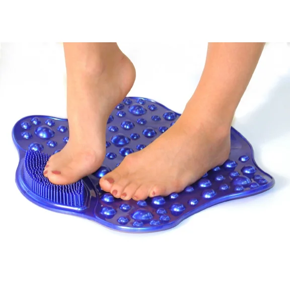 Body & Sole Bath Tub And Shower Mat Firm Bristles, Reflex Bumps Dark Blue 06114