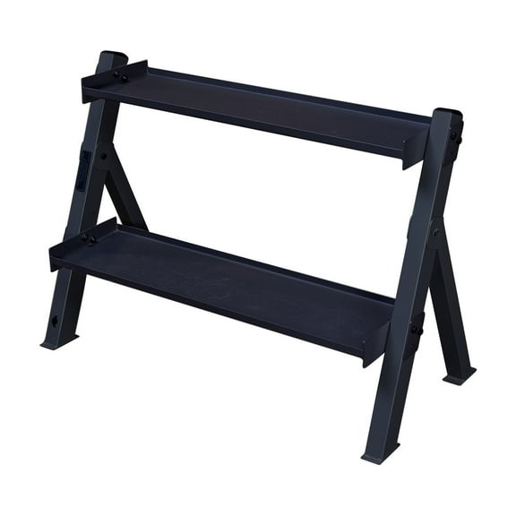 Body Solid Adjustable 2 Tier Weight Rack, Black, 79 lbs