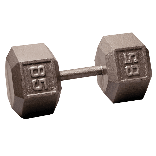 Body-Solid Cast Iron Hex Dumbbell, 85lb, for Strength Training, Single, Metal Finish