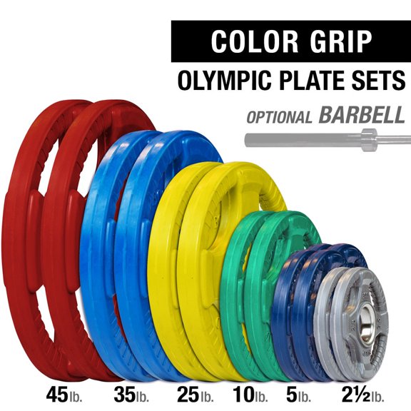 Body Solid - Colored 400lb Rubber Grip Olympic Set Chrome