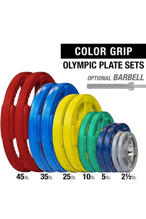 Body Solid - Colored 400lb Rubber Grip Olympic Set Chrome
