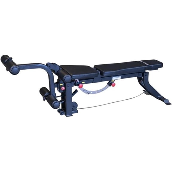 Body Solid GLEG Adjustable Weight Bench with Cabled Leg Developer for Power Rack Attachment - Black