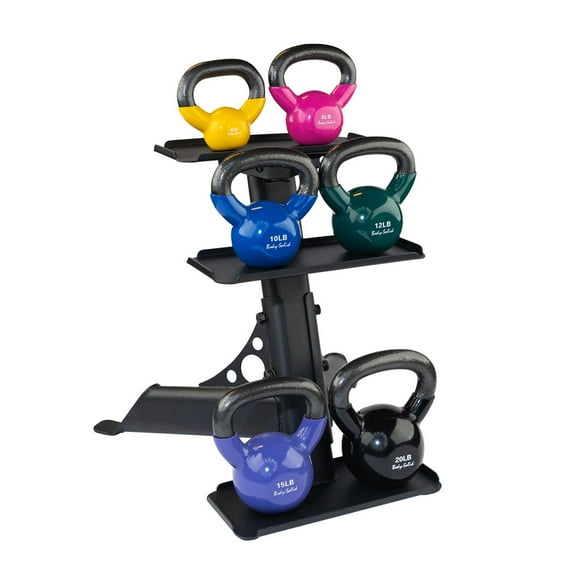 Body Solid KBVS70PACK Vinyl Kettle Bell Set 5-20 with Rack