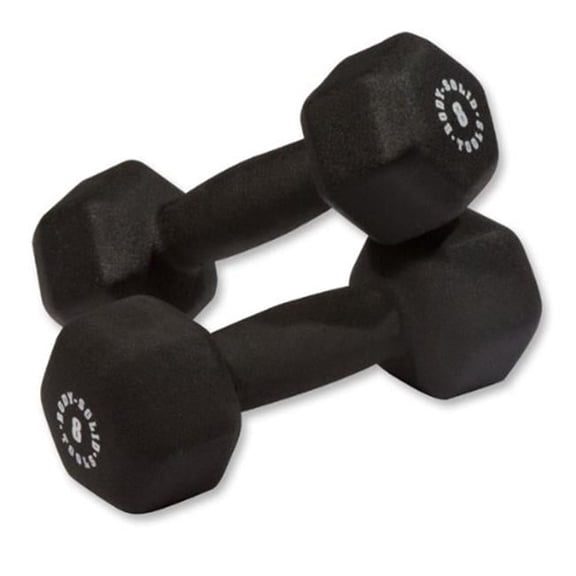 Body Solid Neoprene Dumbbells 8 lb Pair (Black)