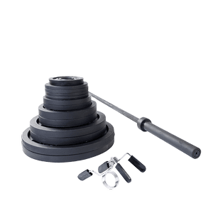 Body-Solid Olympic Weight Plate Set, 300 lbs, Cast Iron, Black