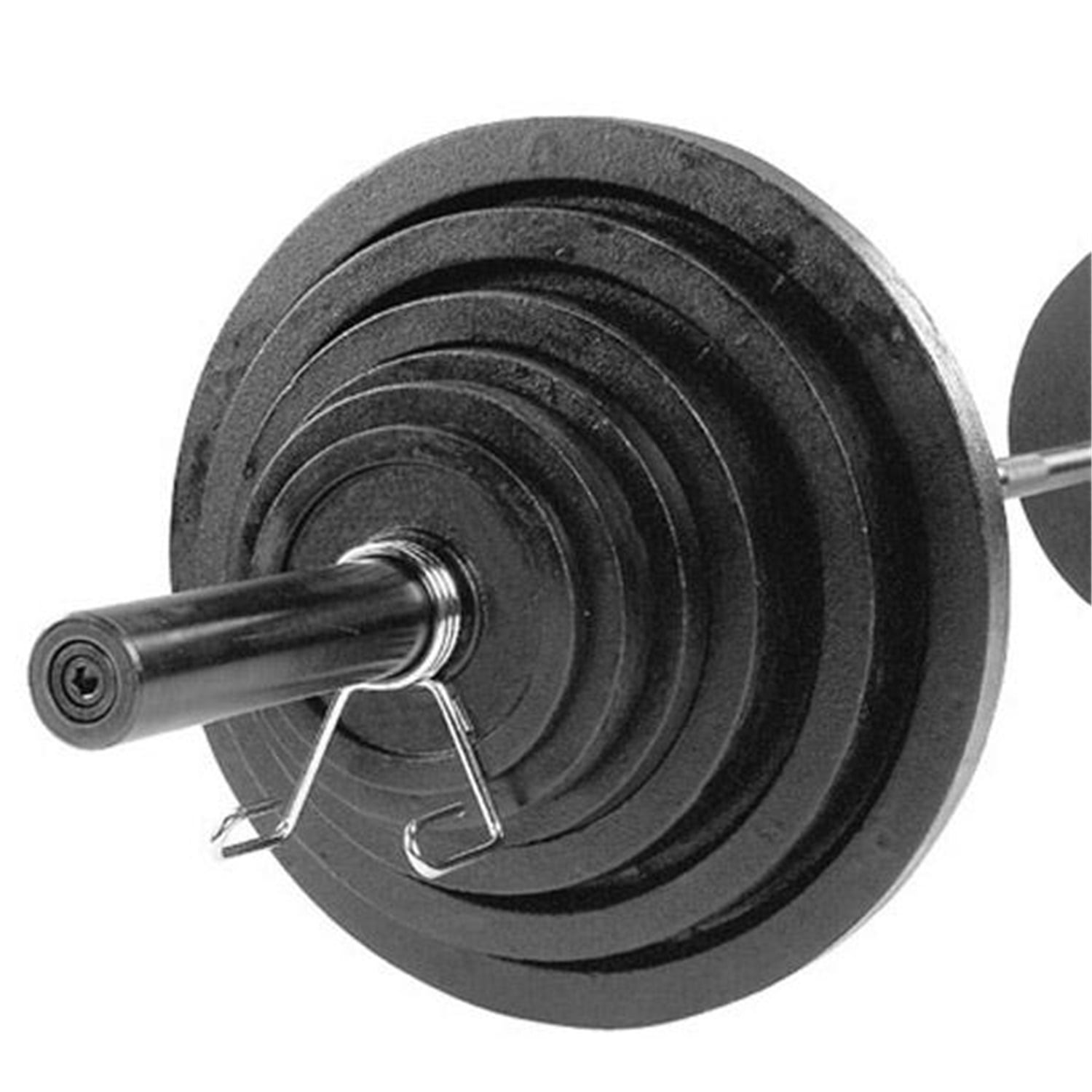 Body-Solid Olympic Weight Set, 500 lbs, Cast Iron Plates, Black Bar