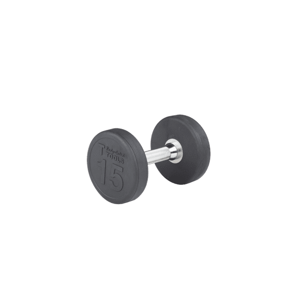 Body-Solid Rubber Round Dumbbell,15 lb, (5-100 lb Range)
