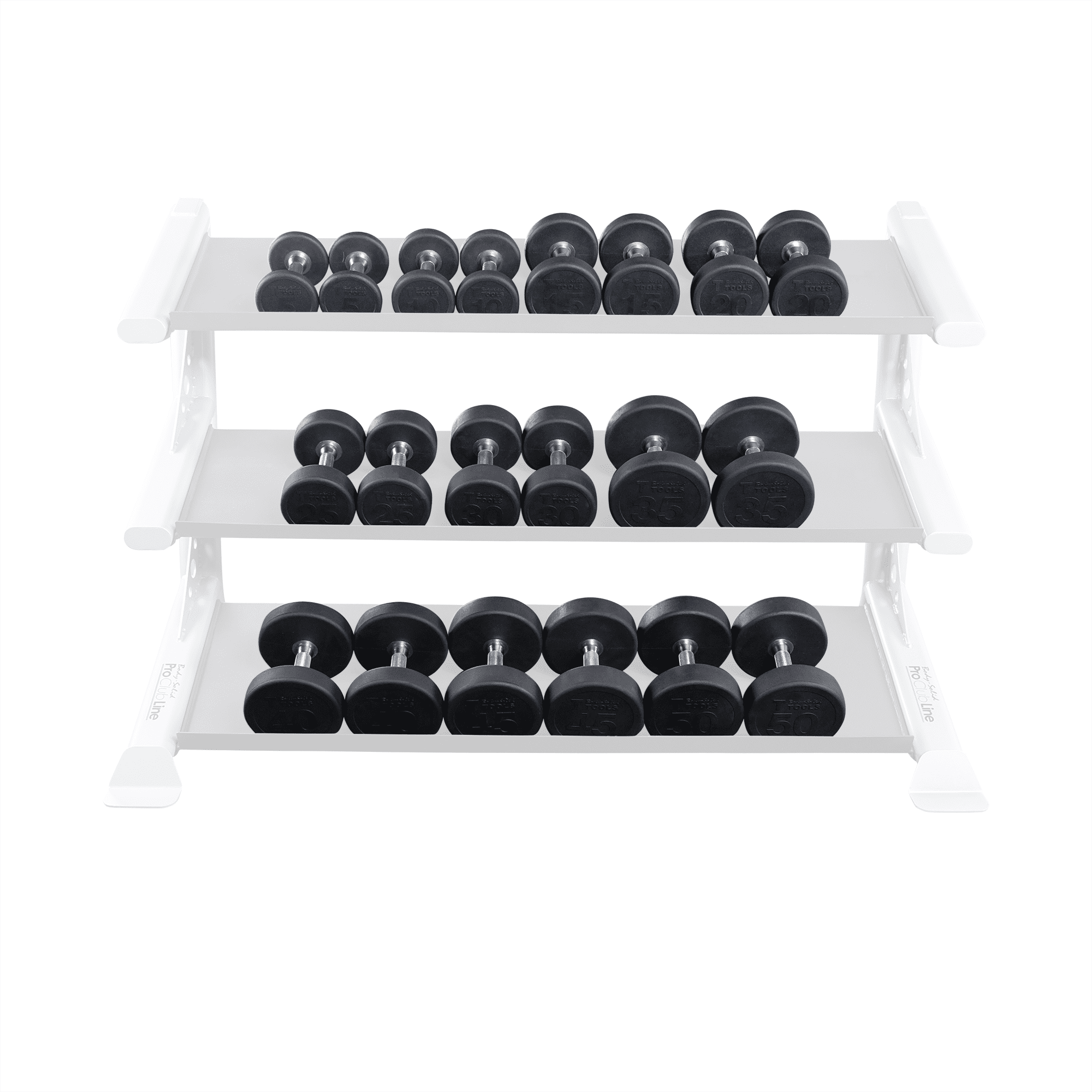 Body Solid SDPS550 Premium Rubber Dumbbell Set - 5-50lbs
