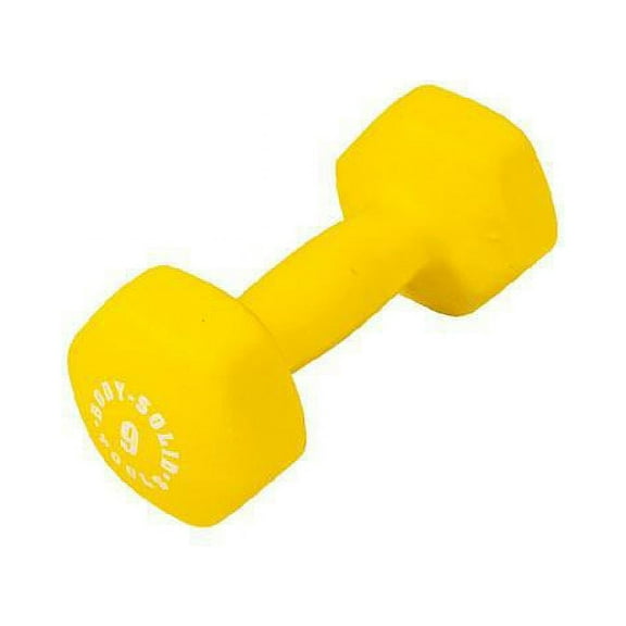 Body-Solid Tools Neoprene Dumbbell, Yellow, 9 lbs