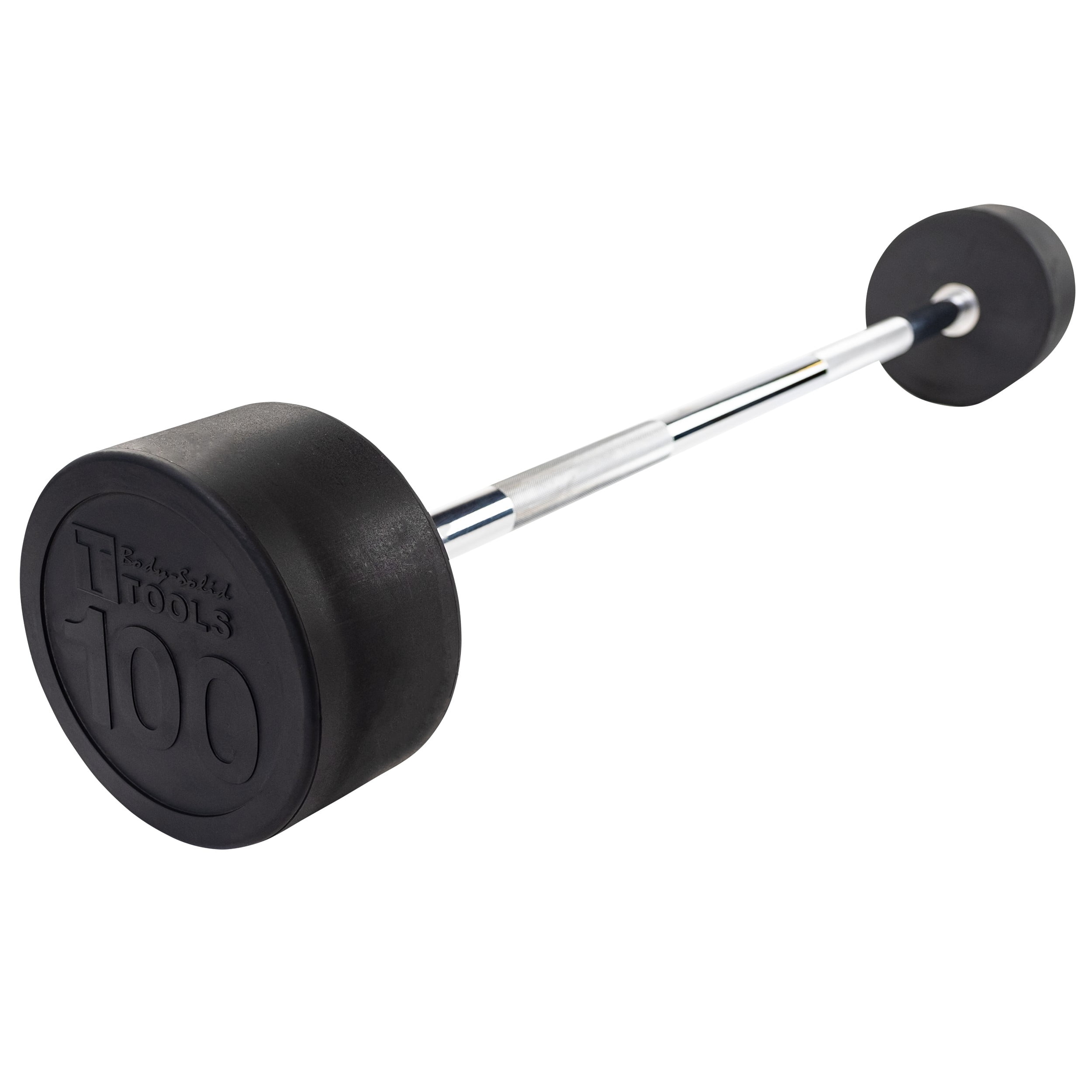 Body Solid Tools - SBB100 Rubber Coated Fixed Straight Barbell, 100lb