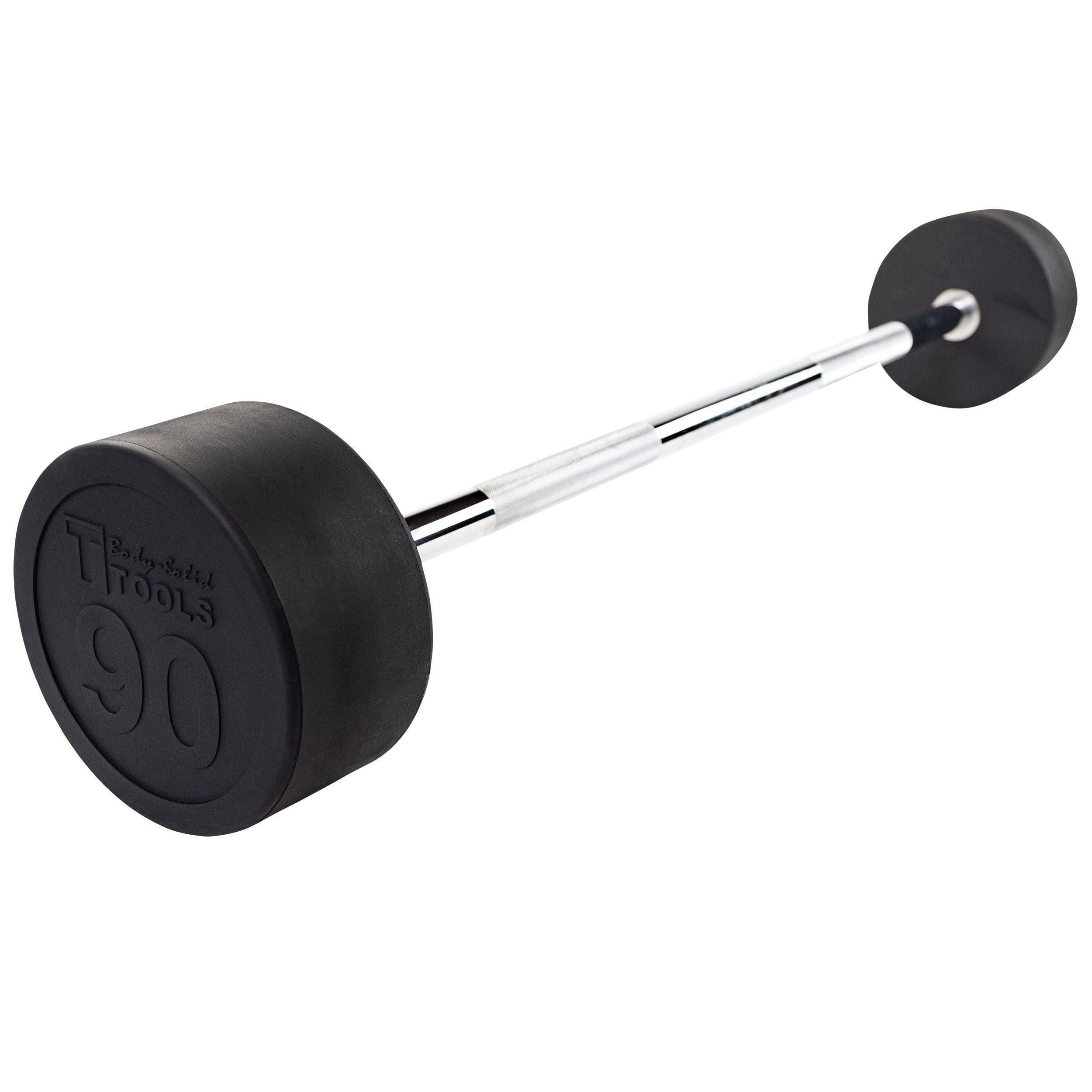 Body Solid Tools - SBB90 Rubber Coated Fixed Straight Barbell, 90lb