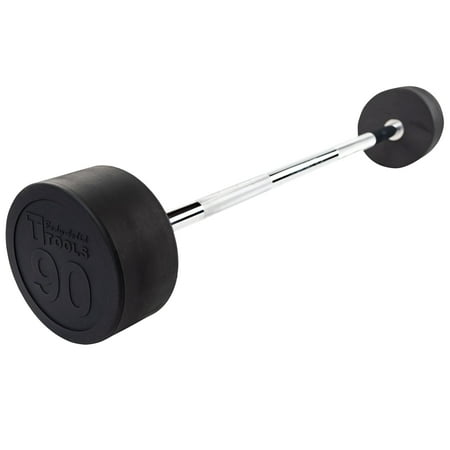 Body Solid Tools - SBB90 Rubber Coated Fixed Straight Barbell, 90lb
