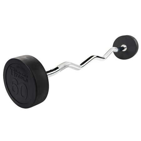 Body Solid Tools - SBZ60 Rubber Coated Fixed Curl Barbell, 60lb