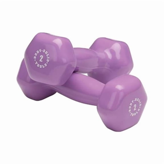 Body Solid Vinyl Dumbbells 2 lb Pair (Light Purple)