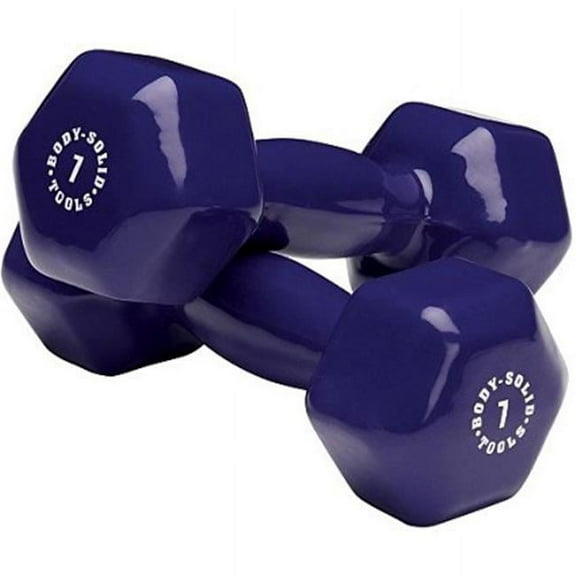 Body Solid Vinyl Dumbbells 7 lb Pair (Dark Purple)