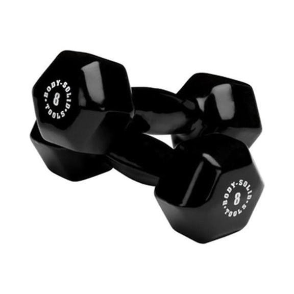 Body Solid Vinyl Dumbbells 8 lb Pair (Black)