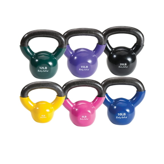 Body-Solid Vinyl KettleBell Set, Multicolor, 5-20 lbs