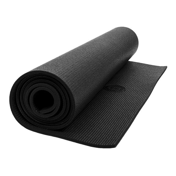 Body Sport 1/8" Yoga Mat, Black - High-Density, Non-Slip Surface with Shock Absorption - Ideal for Yoga, Pilates, and Home Workouts