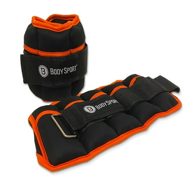 Body Sport 1 pound – 5 pound Black/Orange Adjustable Ankle Weights for Men, Women, and Kids – Workout Aid for Added Resistance