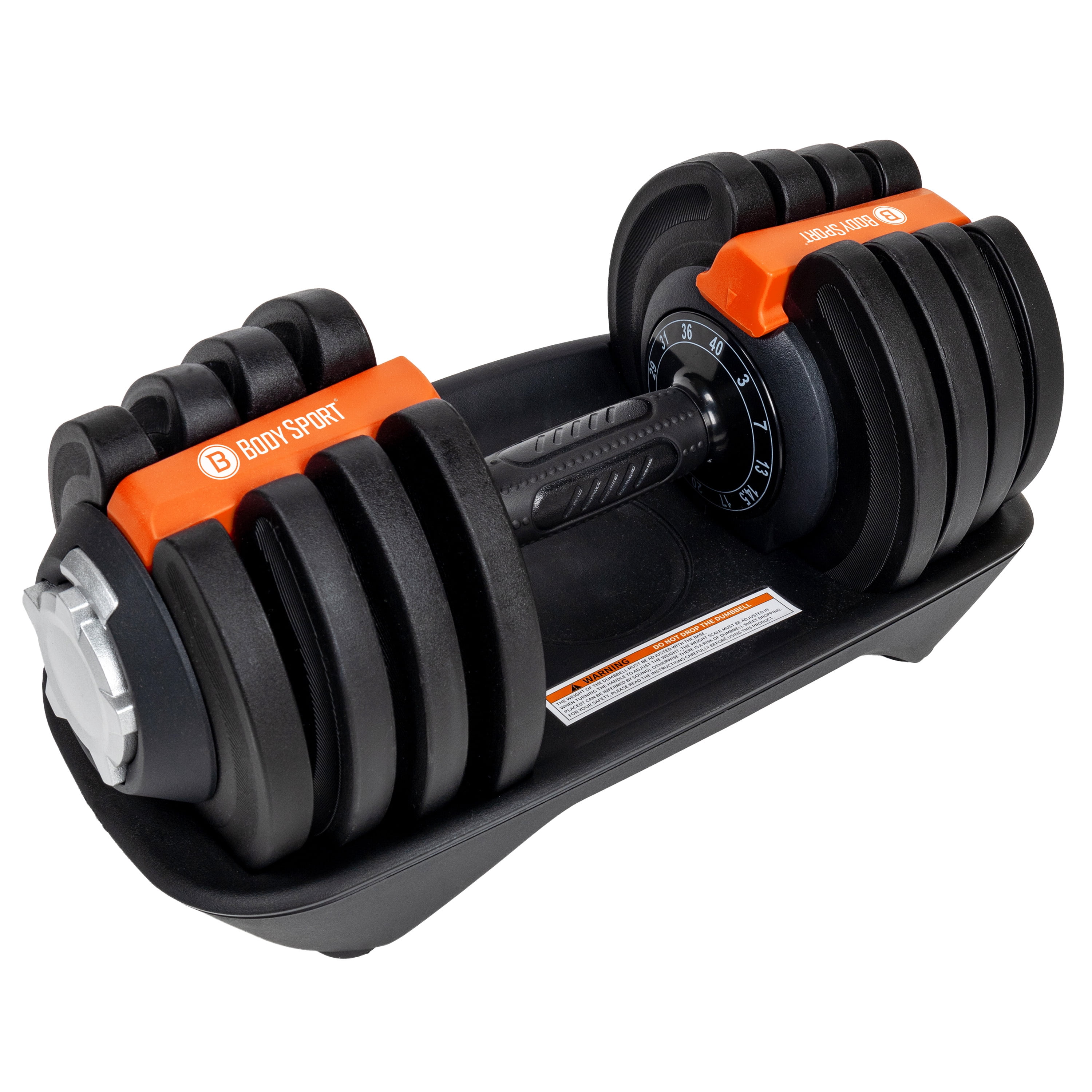 Body Sport Adjustable Dumbbell — 3 to 40 Lbs., 12 Weight Settings, Locking Safety Mechanism, Space-Saving Design for Home Gym