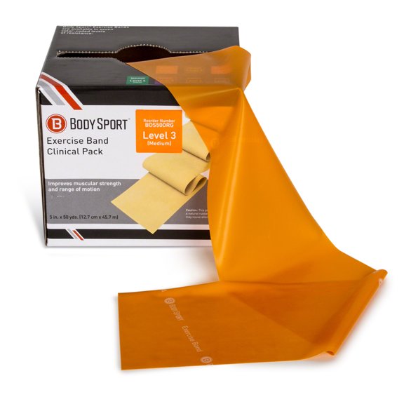 Body Sport 50 yd. Orange Medium Resistance Exercise Bands – For Fitness, Stretching, or Physical Therapy