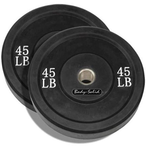 Body Sport BDSRBP45 45 lbs Rubber Bumper Plate, Black