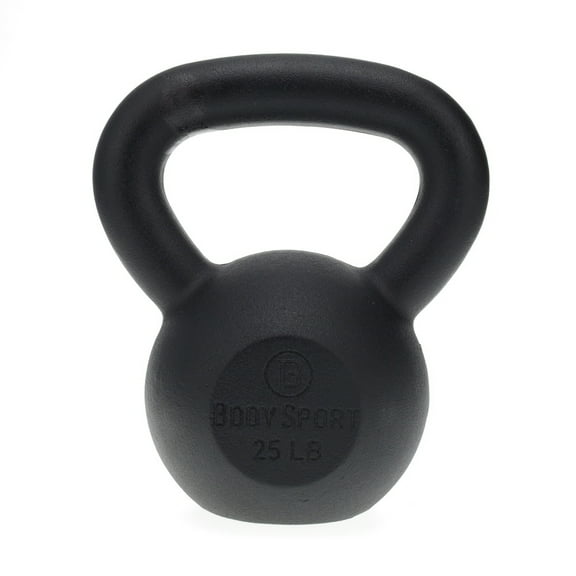 Body Sport Cast Iron Kettlebell, 25 lb. - Professional Weight Training Equipment for Home & Gym Workouts