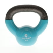 Body Sport Cast Iron Vinyl Coated Kettlebell, 5 lb. - Professional Weight Training Equipment for Home & Gym Workouts Light Blue
