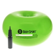 Body Sport Donut Ball, Green, 21 in. x 11.8 in.   Durable, Inflatable Exercise Ball for Balance & Stability Training, Yoga, Pilates Workouts   Use in Home, Office, Gym, or Classroom Seating