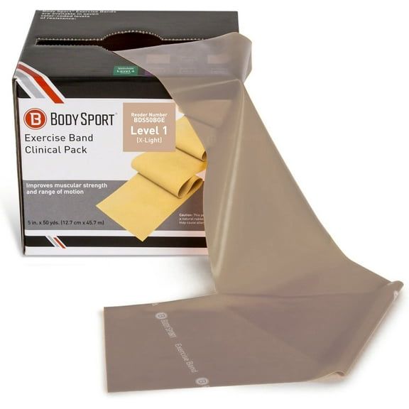 Body Sport Exercise Band, 6 in. x 50 yd., Extra Light Resistance - Professional Exercise Strap for Home Fitness & Gym Workouts (Beige)