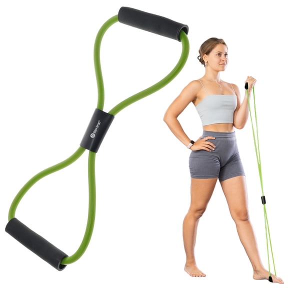 Body Sport Figure 8 Loop Tube, Extra Heavy Resistance, Green, Stretching Tool Training, Rehabilitation