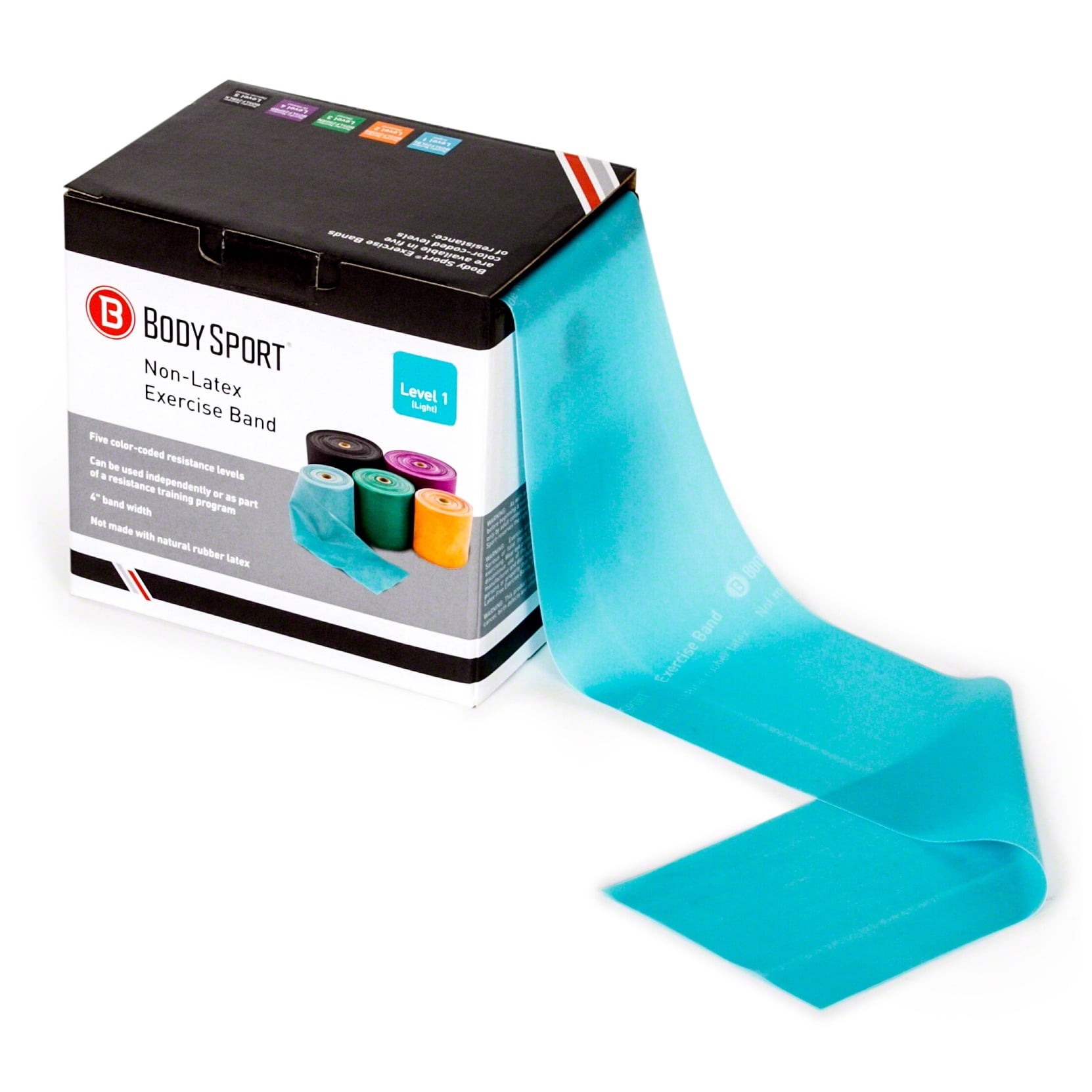 Body Sport Latex-Free Bulk-Packaged Exercise Bands, 50 yd., Light, Light Blue