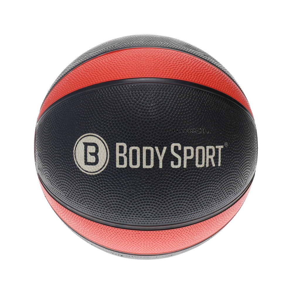 Body Sport Medicine Ball 10 lb., 29.3 in. CIR, Black/Red – Strength, Cardio, & Resistance Training Fitness Ball – At-Home Gym Equipment