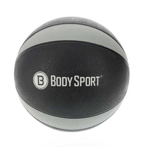 Body Sport Medicine Ball 15 lb., 34.8 in. CIR, Black/Gray – Strength, Cardio, & Resistance Training Fitness Ball – At-Home Gym Equipment
