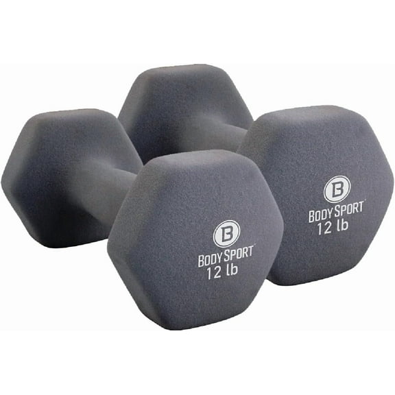 Body Sport Neoprene Dumbbell Weight - Latex-Free, Strength Training Equipment for Home Fitness & Gym Workouts